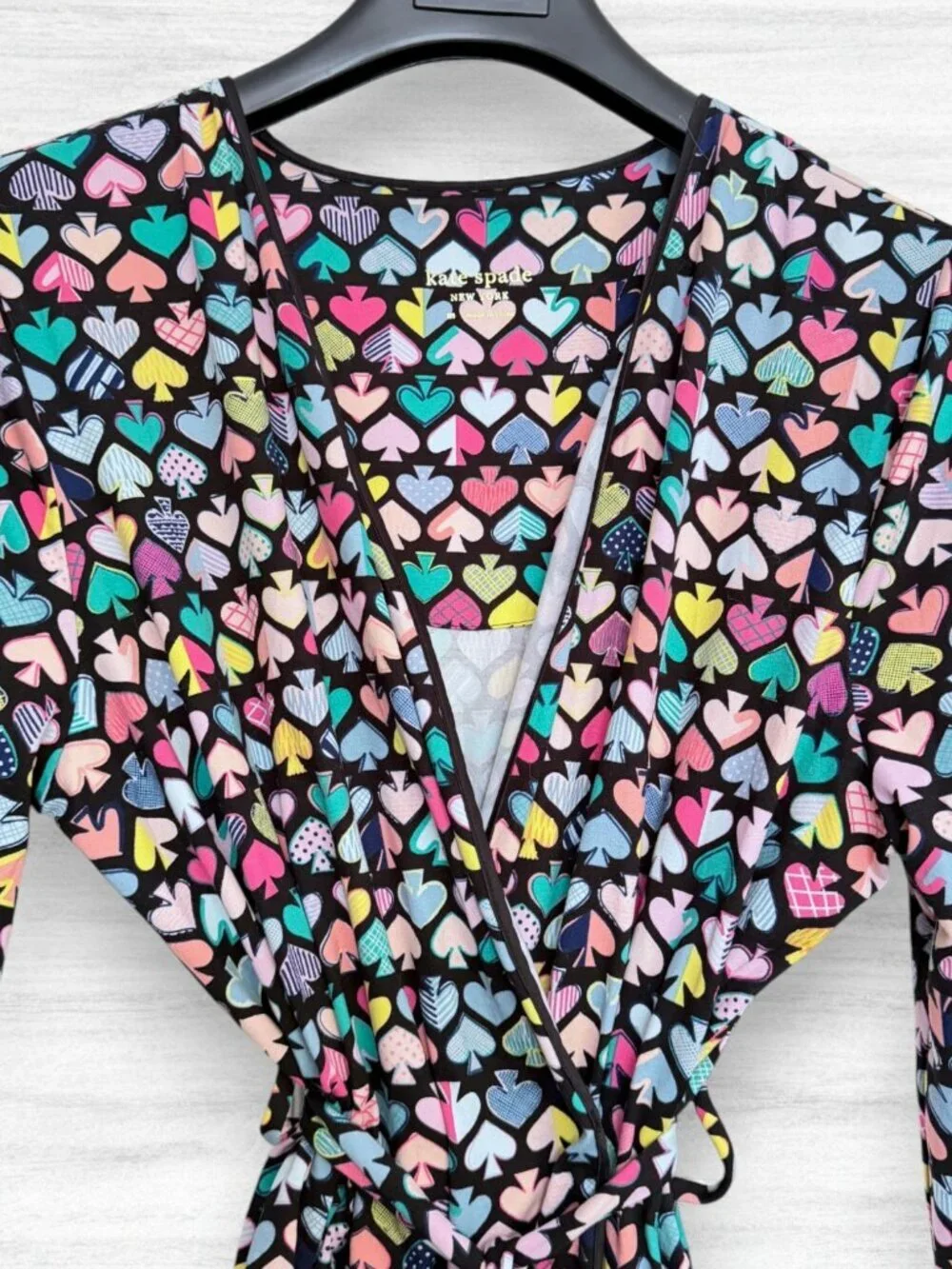 Kate Spade Graffiti Spades Short Robe Multicolor Wrap Lounge Robe M